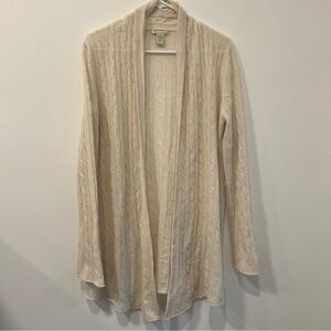 WHITE + WARREN Ivory Cable knit Cashmere Open
Cardigan L
